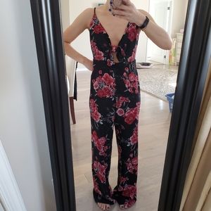 Black and Floral Jumpsuit